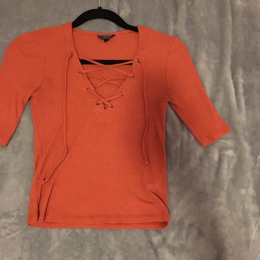 Autumn orange top shop quarter sleeve